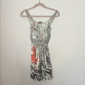 Elegant Zebra Print Dress with Jeweled Accents
